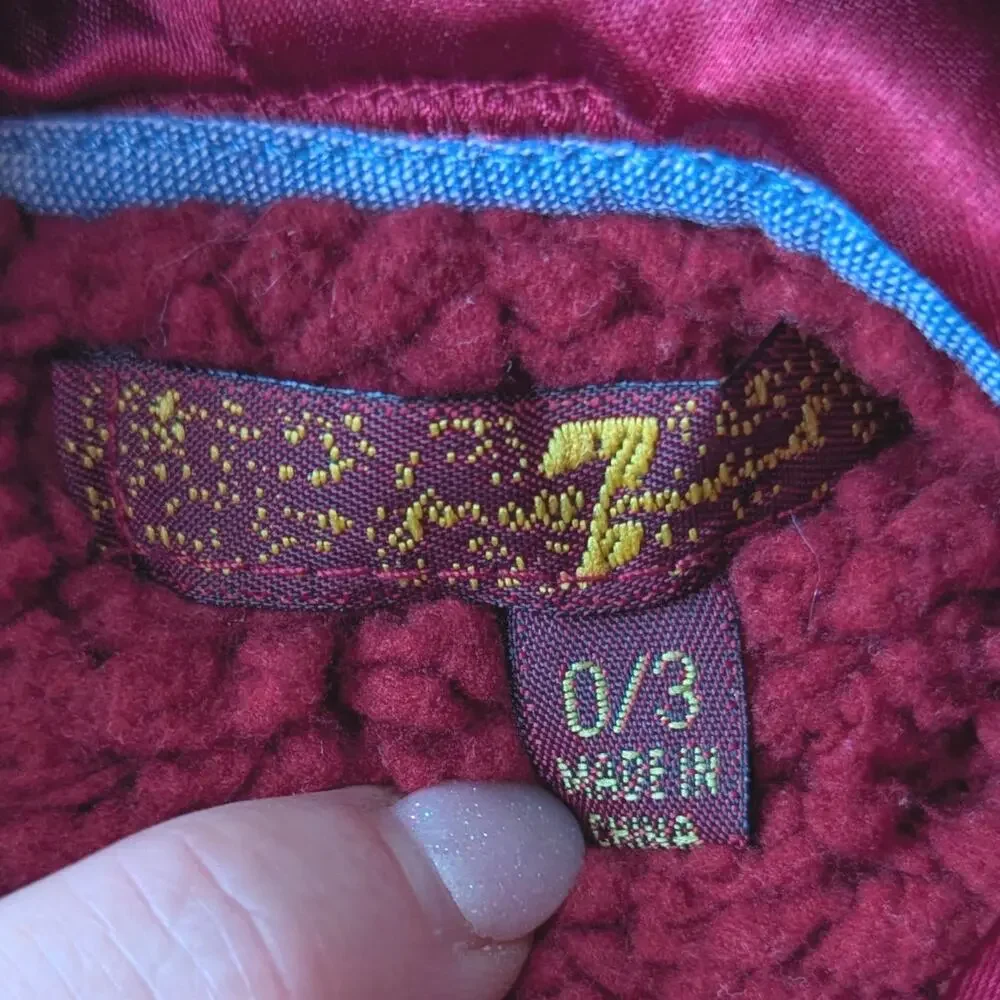 7 For All Mankind Faux Shearling Hooded Coverall | Cranberry Red | Size 0-3M